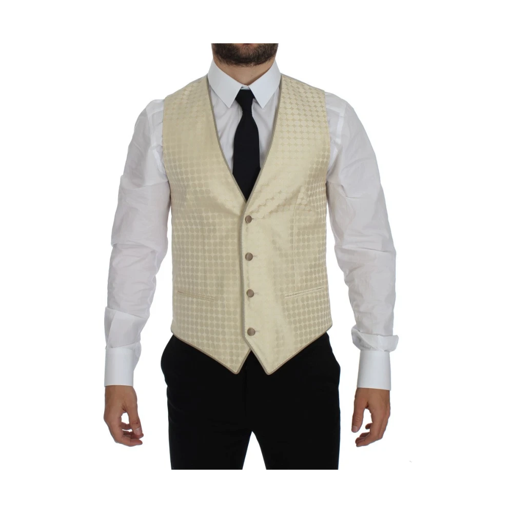 Dolce & Gabbana Beige Polka Dotted Slim Fit Blazer Beige Heren