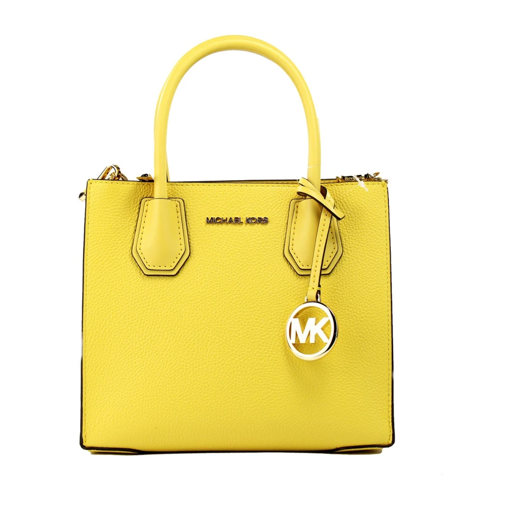 Michael Kors Pebble Leather Messenger Tas met Ritsvak Yellow Dames