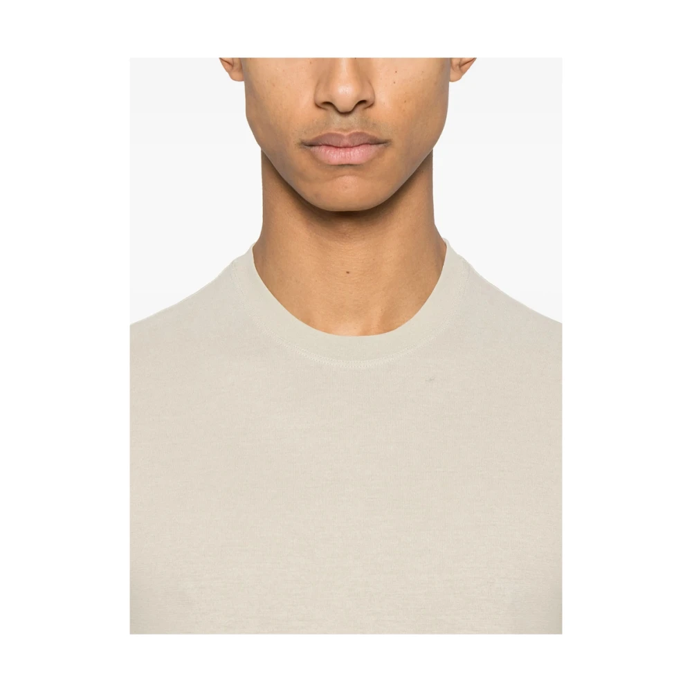 Zanone Beige Crew Neck Korte Mouw T-shirt Beige Heren