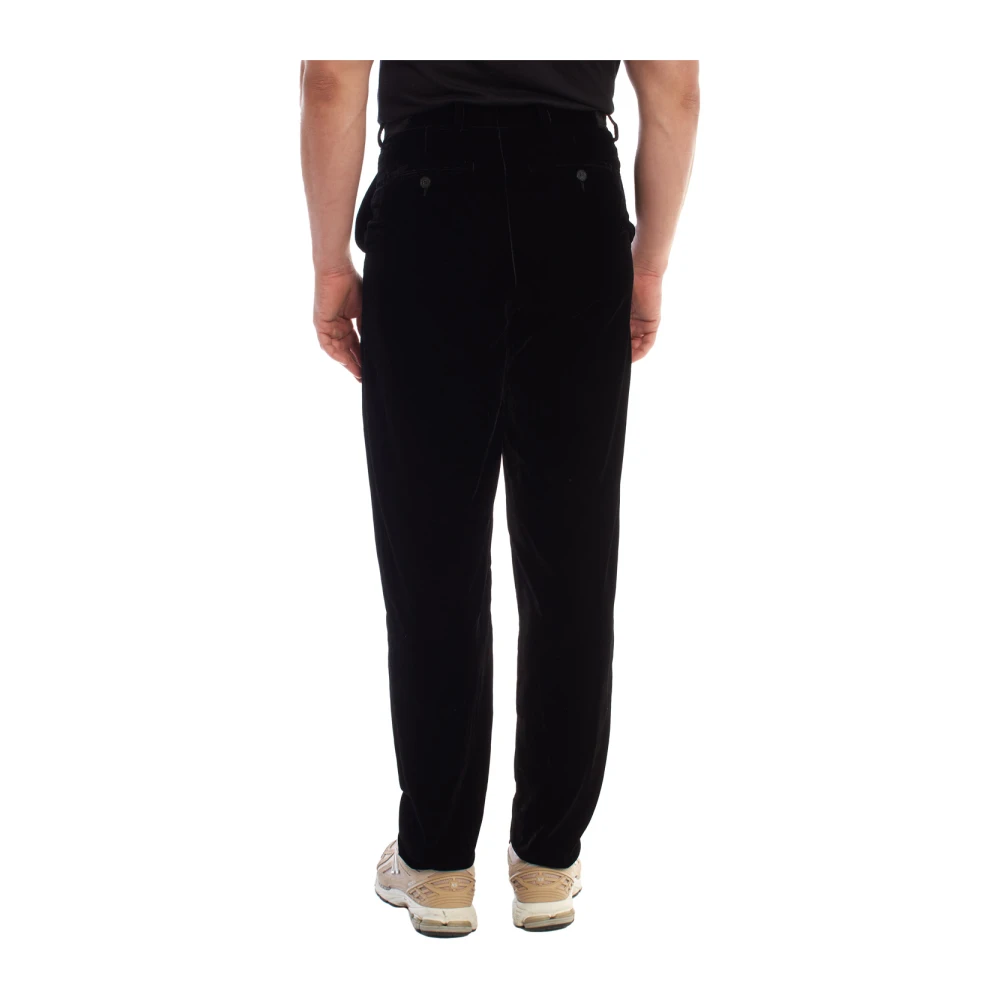Emporio Armani Fluwelen broek met verfijnde stijl Black Heren