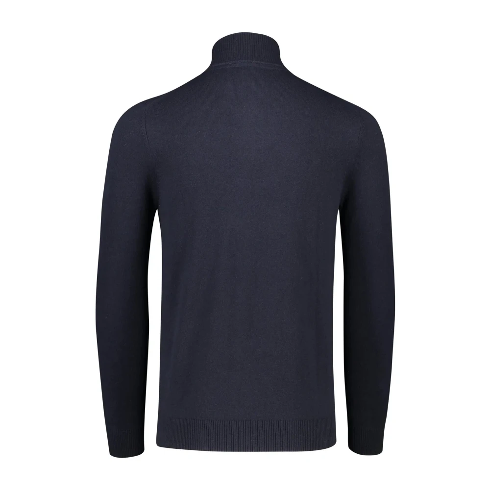 Lyle & Scott Navy Cotton Merino Zip Jumper Blue Heren