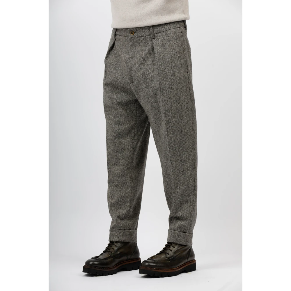 Berwich Merino wol crop broek met overfit Gray Heren