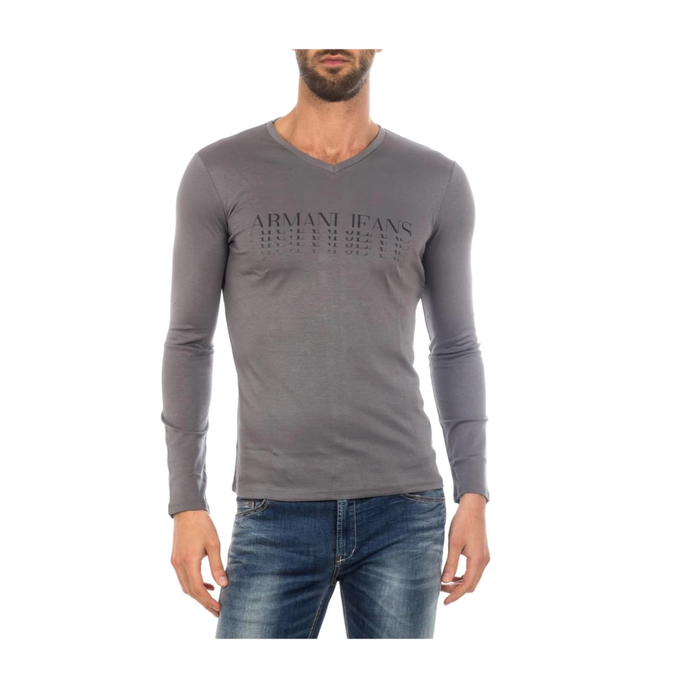 Armani Jeans Men's Gray Jumper Pullover - Long Sleeve T-Shirts - Xl - Tops