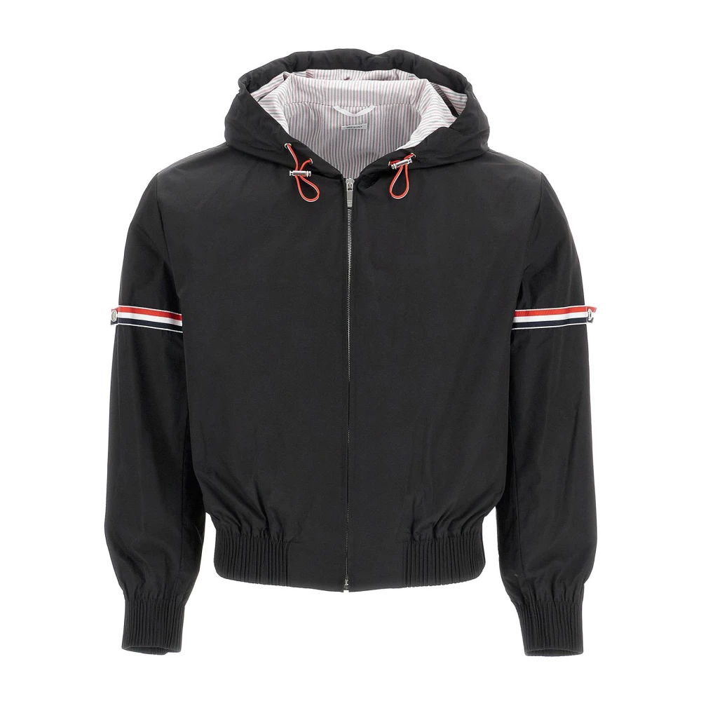Thom Browne Windbreaker Jack met Tricolor Inzetstukken Black Heren