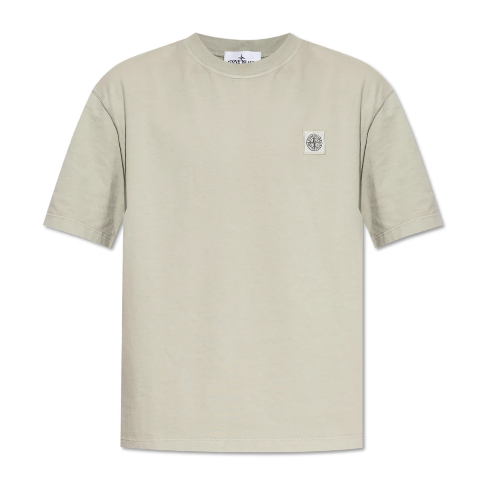 Stone Island Men's Gray T-Shirt With Logo - T-Shirts - M - Tops