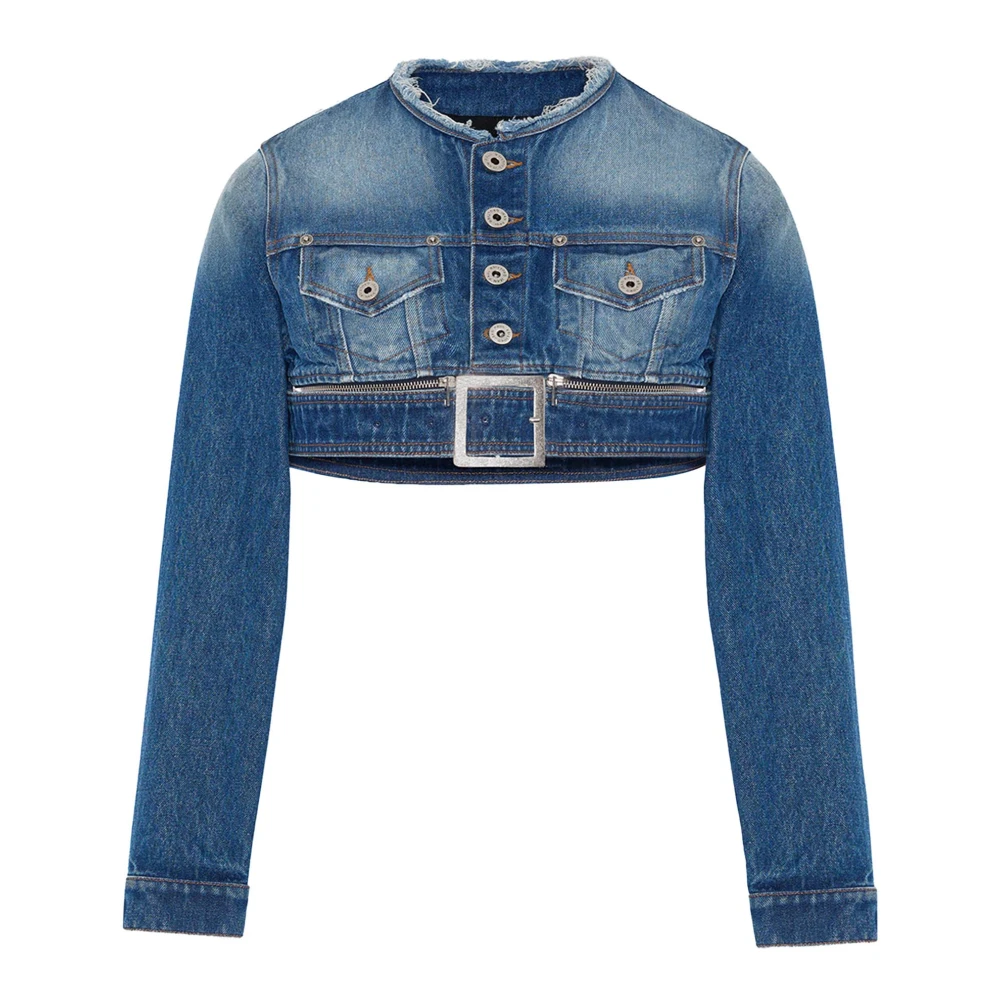 Jean Paul Gaultier Blauwe Korte Jas met Afneembare Riem Blue Dames