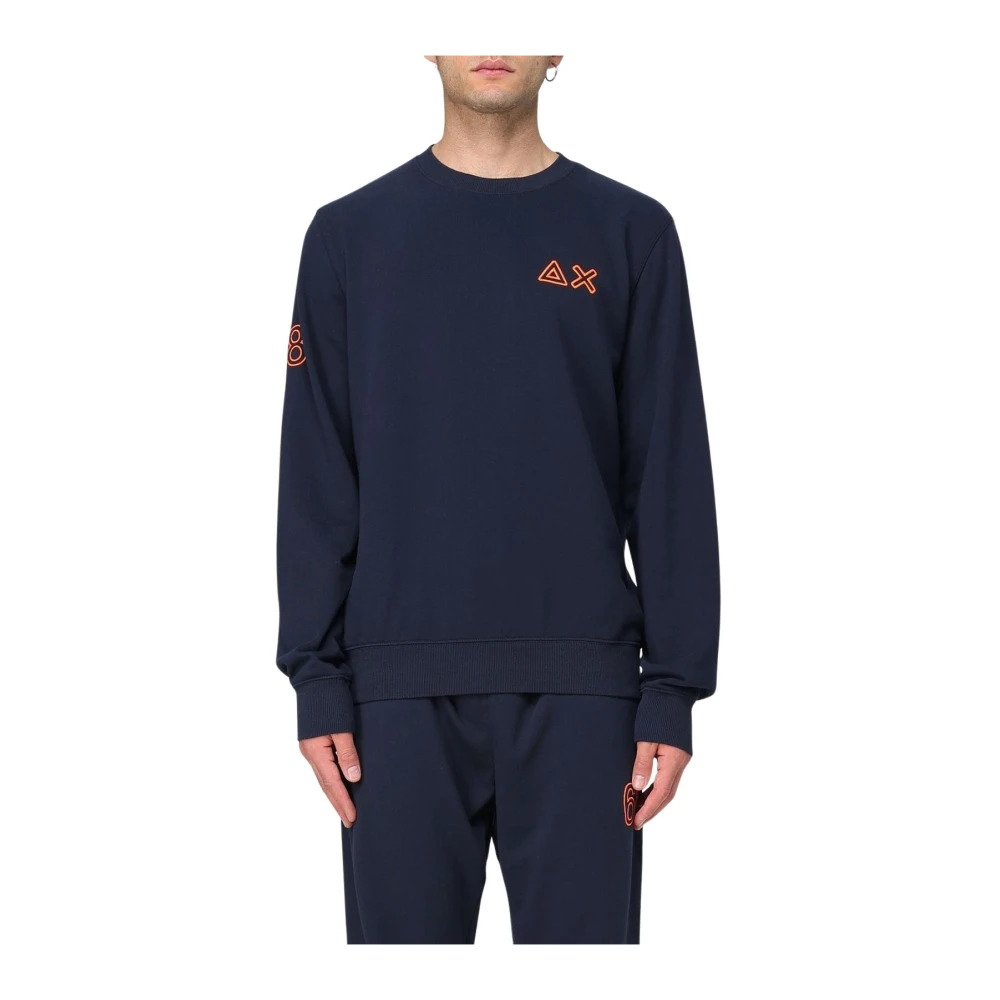 Sun68 Blue Crew Neck Sweatshirt Long Sleeves - Male - Sweatshirts - 2XL - Sweatshirts & Hoodies