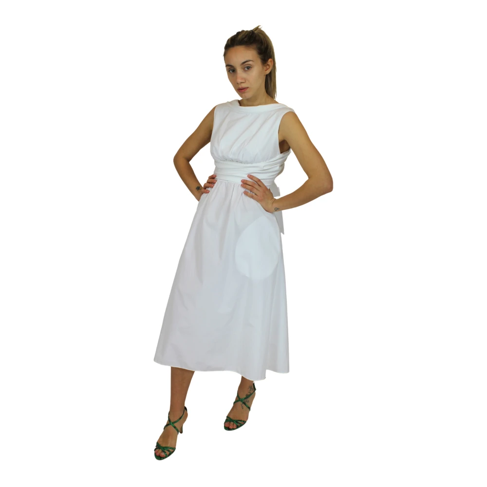 Aspesi Elegante Katoenen Jurk met Open Rug White Dames