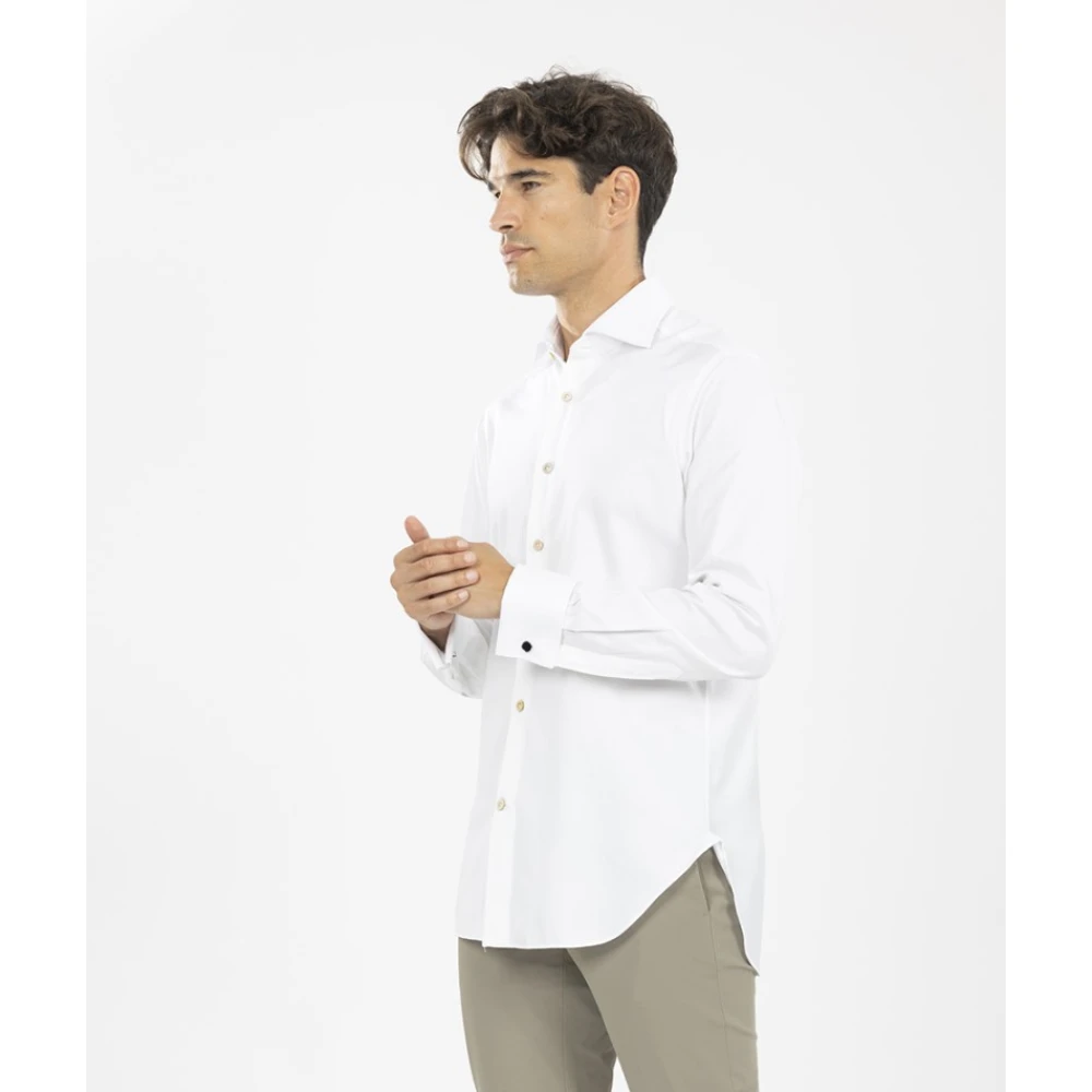 Kiton Italiaanse stijl katoenen overhemd White Heren