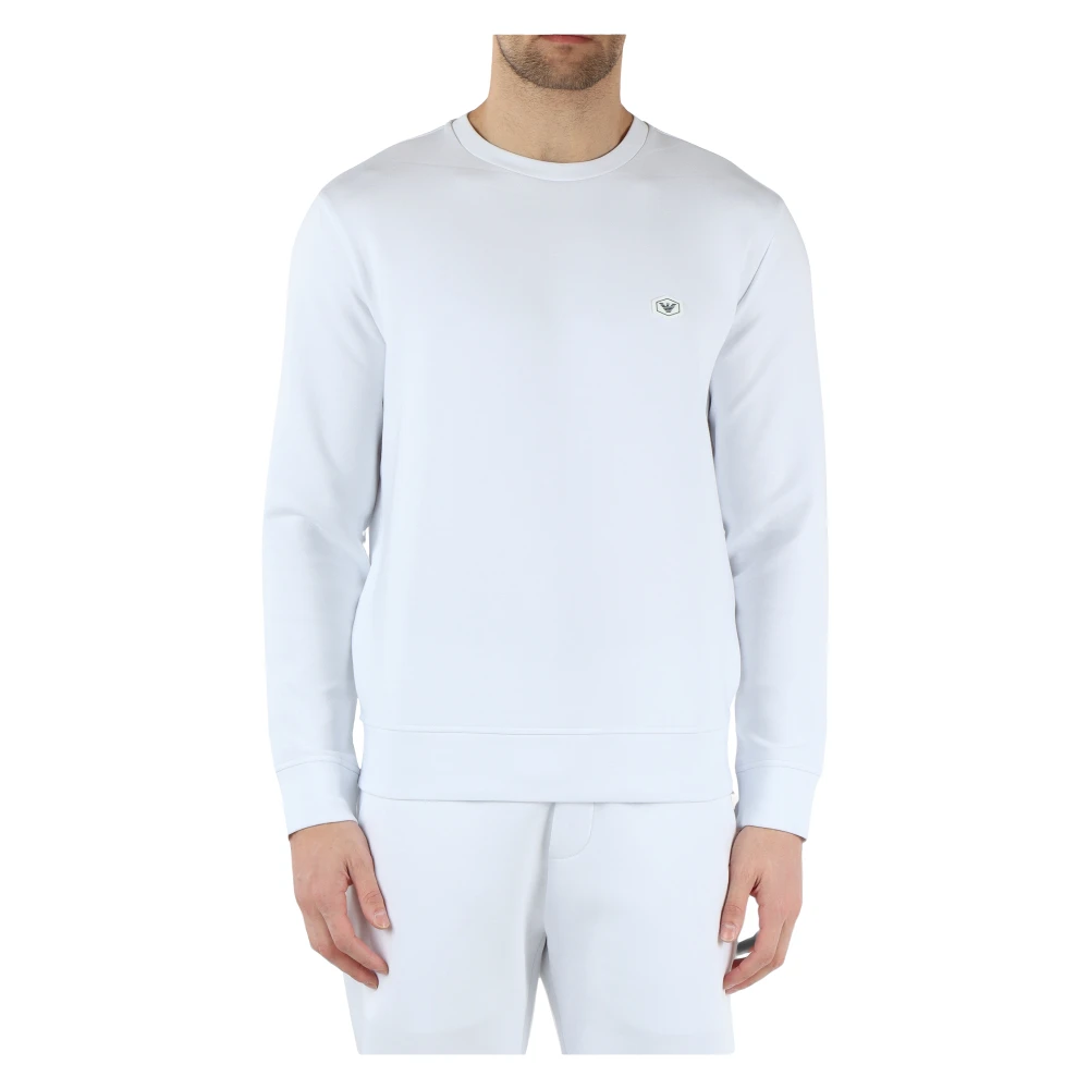 Emporio Armani Essentiell sweatshirt i dubbel jersey White, Herr