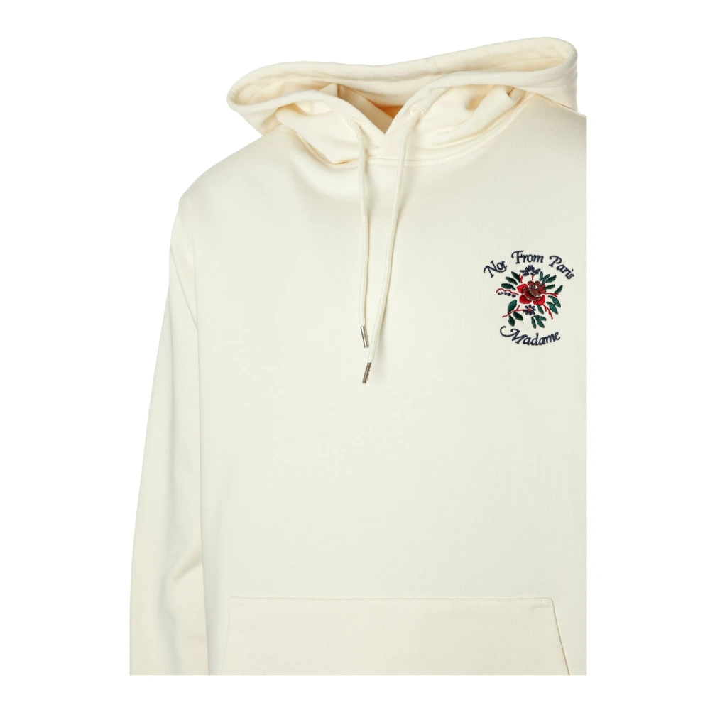 Drole de Monsieur Bloemen Slogan Hoodie White Heren