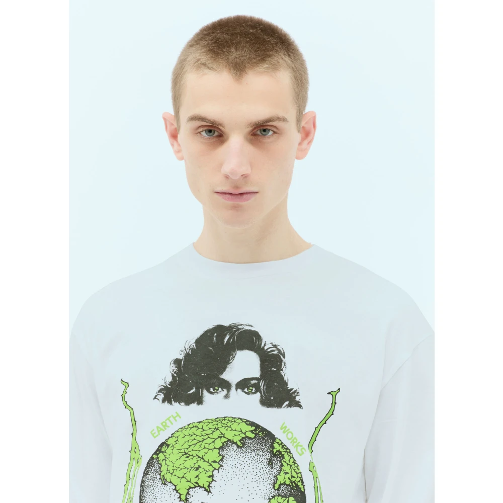 Brain Dead Grafische Print Longsleeve Katoenen T-shirt White Heren