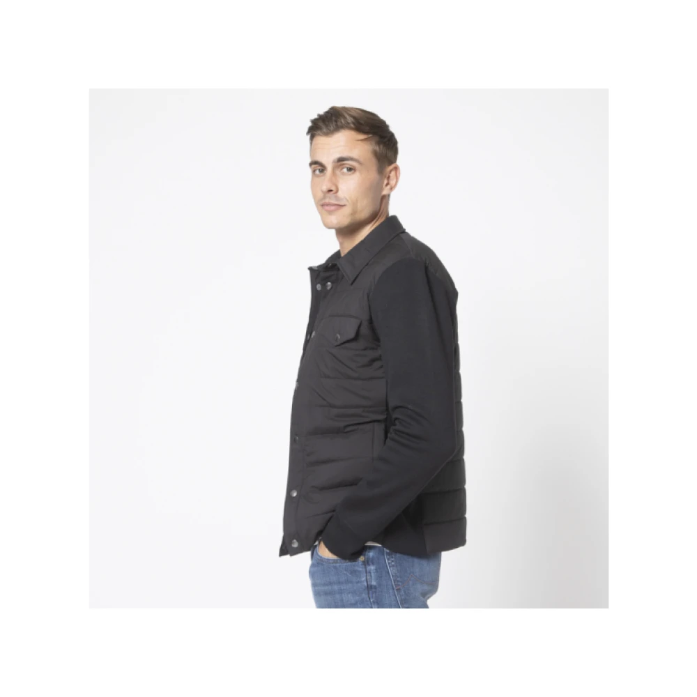 Gran Sasso Zwarte Bi-Materiaal Jas Shirt Black Heren