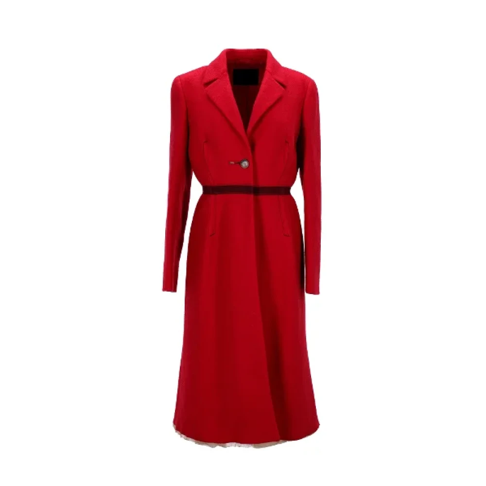 Prada Vintage Pre-owned Wool outerwear Red Dames