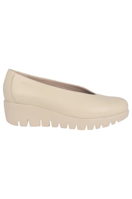 Beige Läder Dam Loafer
