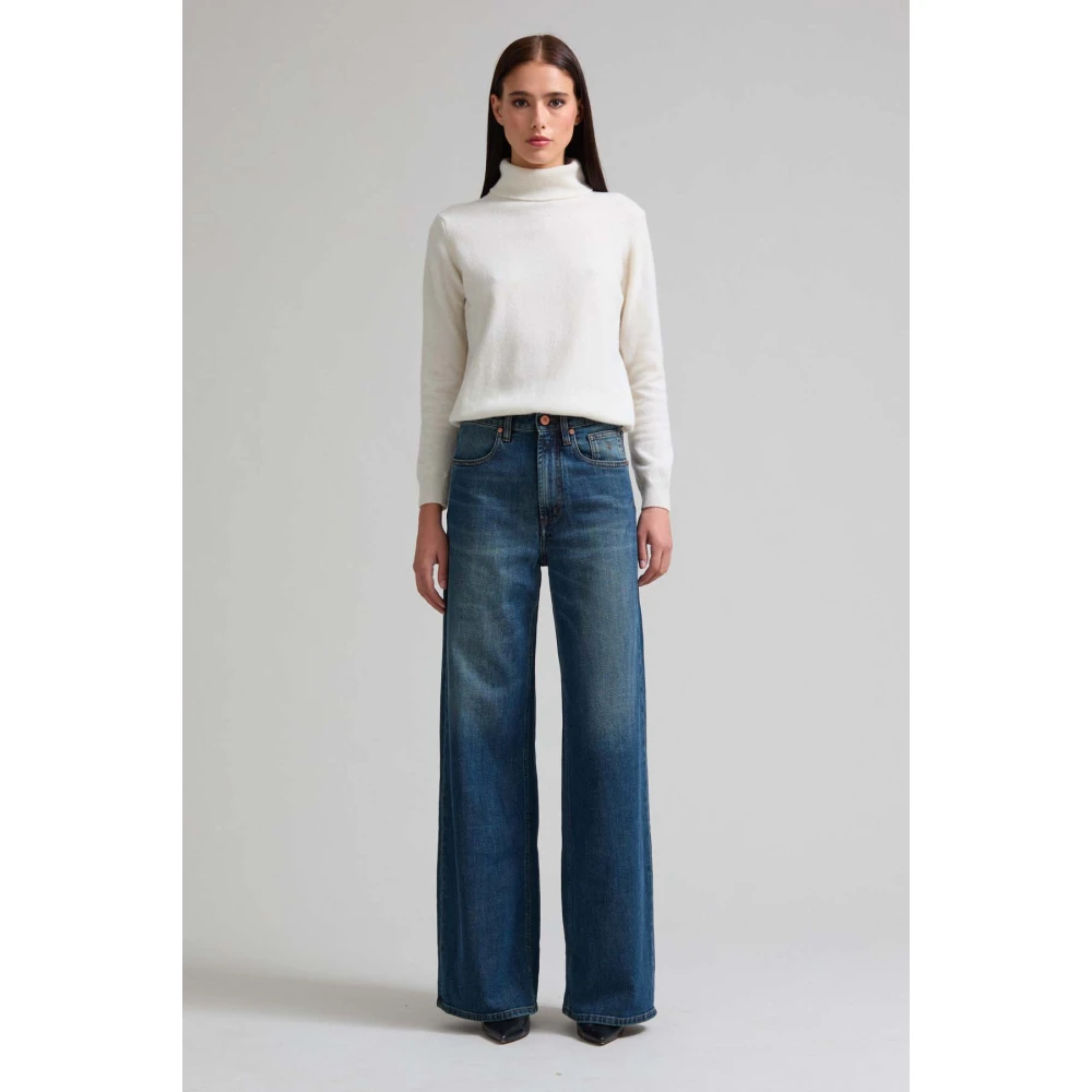 Jeckerson Jacky Broek 5 zakken palazzo fit Blue Dames