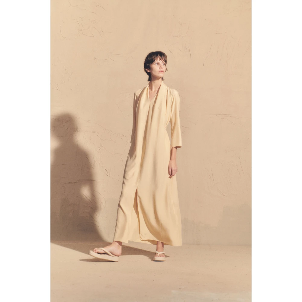 Cortana Lorena zijden jurk in vanille Yellow Dames