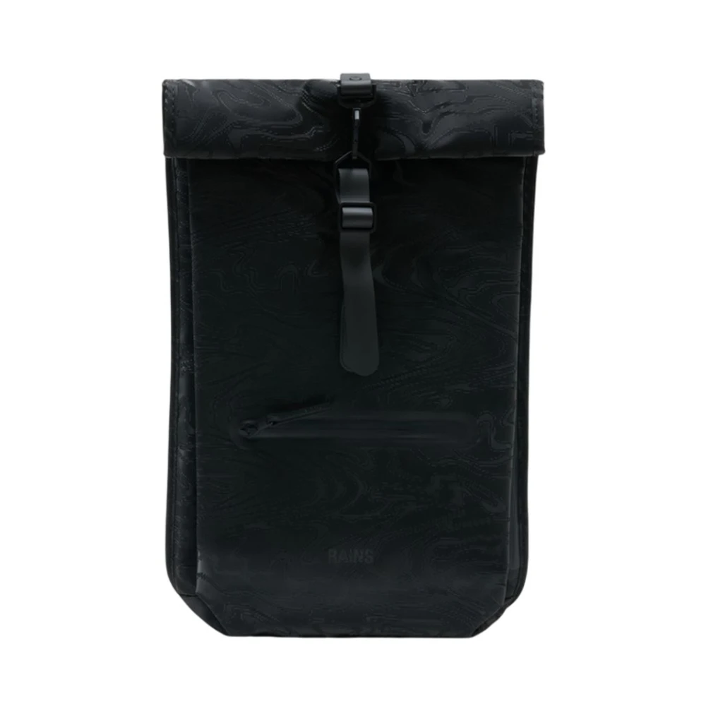 Rains Unisex Black Rolltop Rucksack W3 - Backpacks - One Size - Bags
