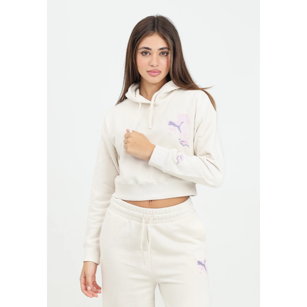 Puma Cropped hoodie Classics Brand Love White Dames