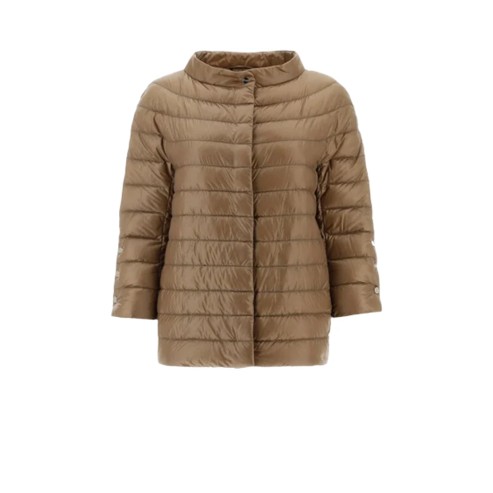 Herno Ultralichte Camel Nylon Jas Brown Dames