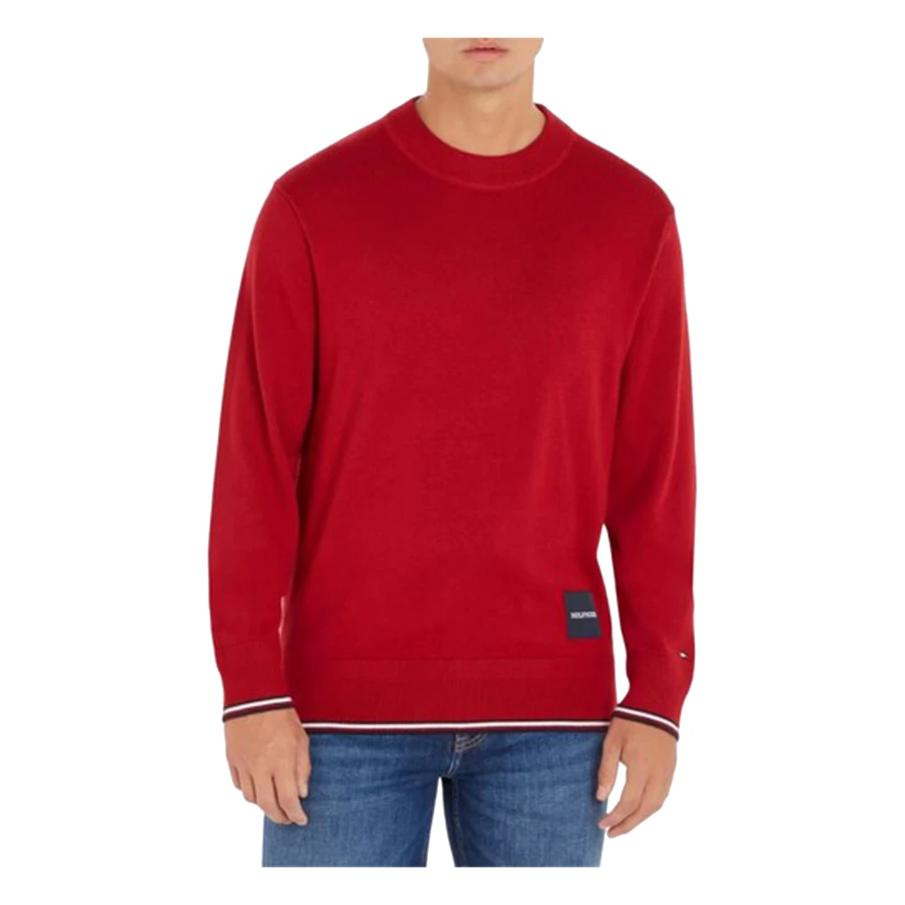 Tommy Hilfiger Rode Katoenmix Crewneck Trui Red Heren