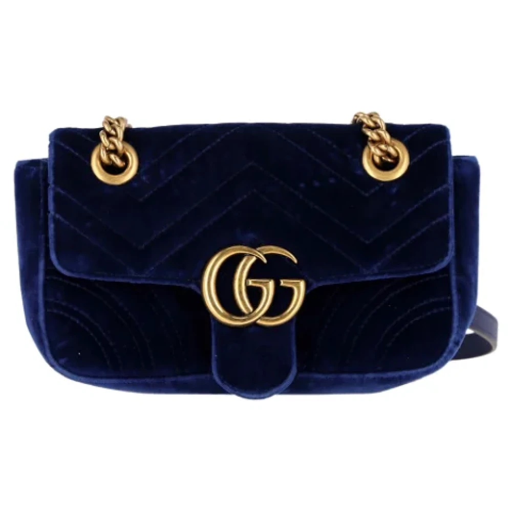 Gucci Vintage Pre-owned Velvet crossbody-bags Blue Dames