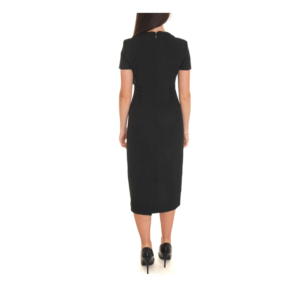 Boss Crêpe Sheath Jurk met Front Gather Black Dames