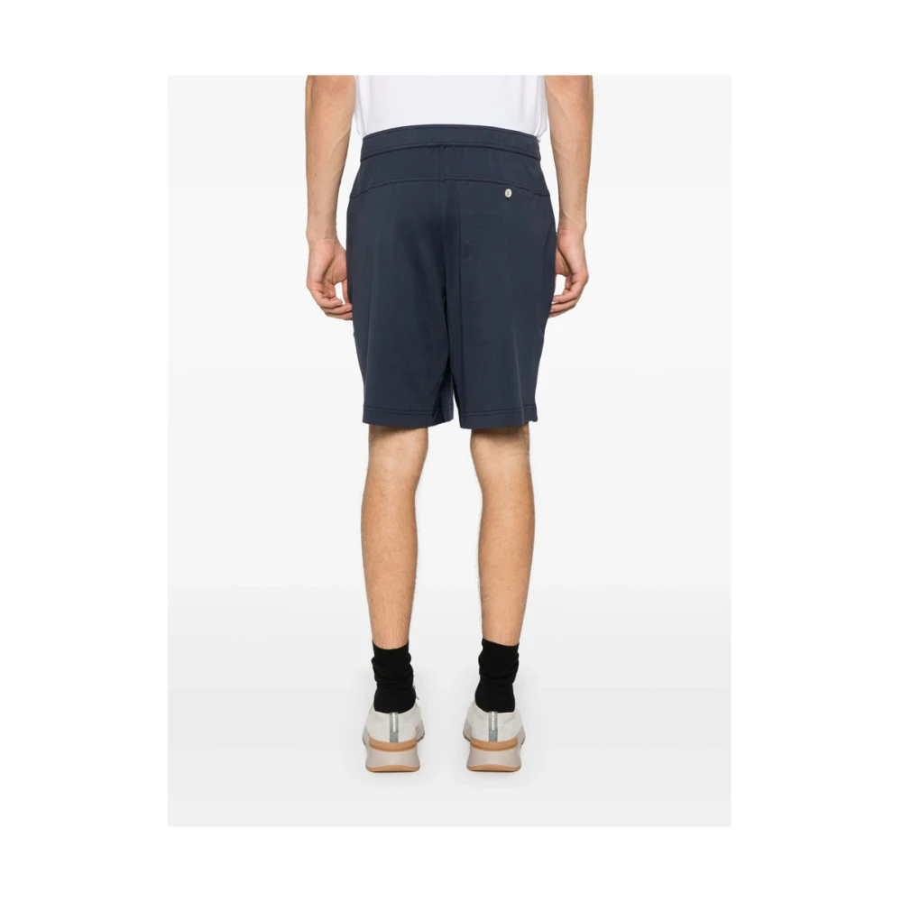 BRUNELLO CUCINELLI Blauwe Oxford Elastische Taille Shorts Blue Heren