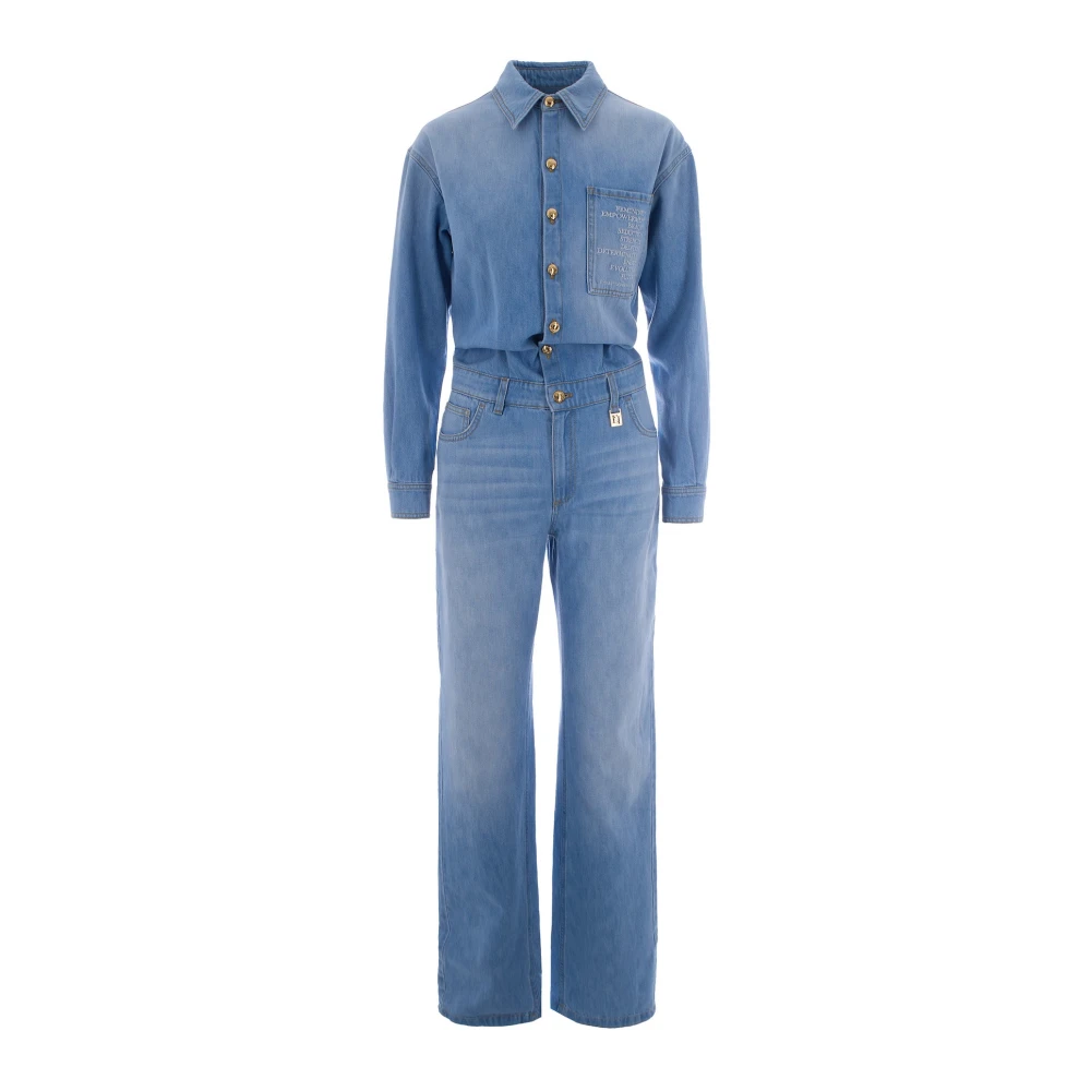 Elisabetta Franchi Blue Button Jumpsuit - Female - Jumpsuits - S - Jumpsuits & Playsuits