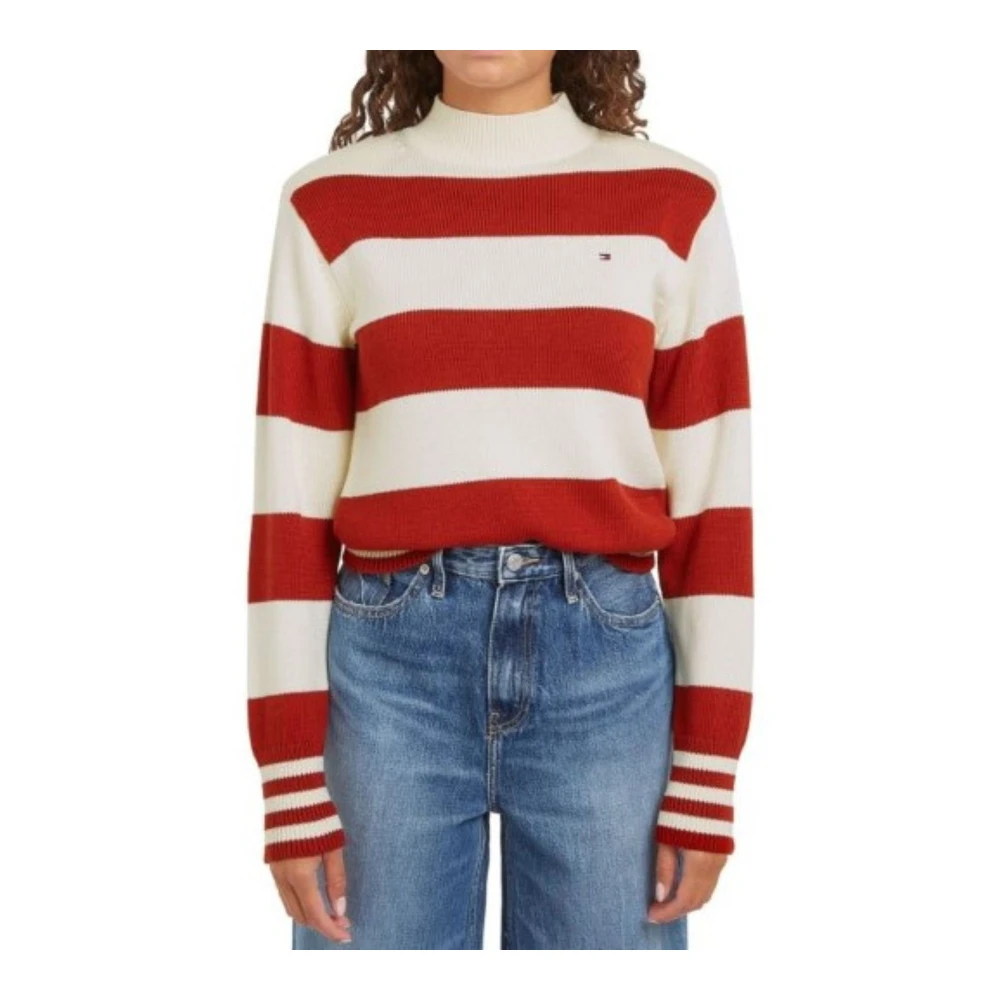 Tommy Hilfiger Rugby Style Mock-Neck Sweater Multicolor Dames