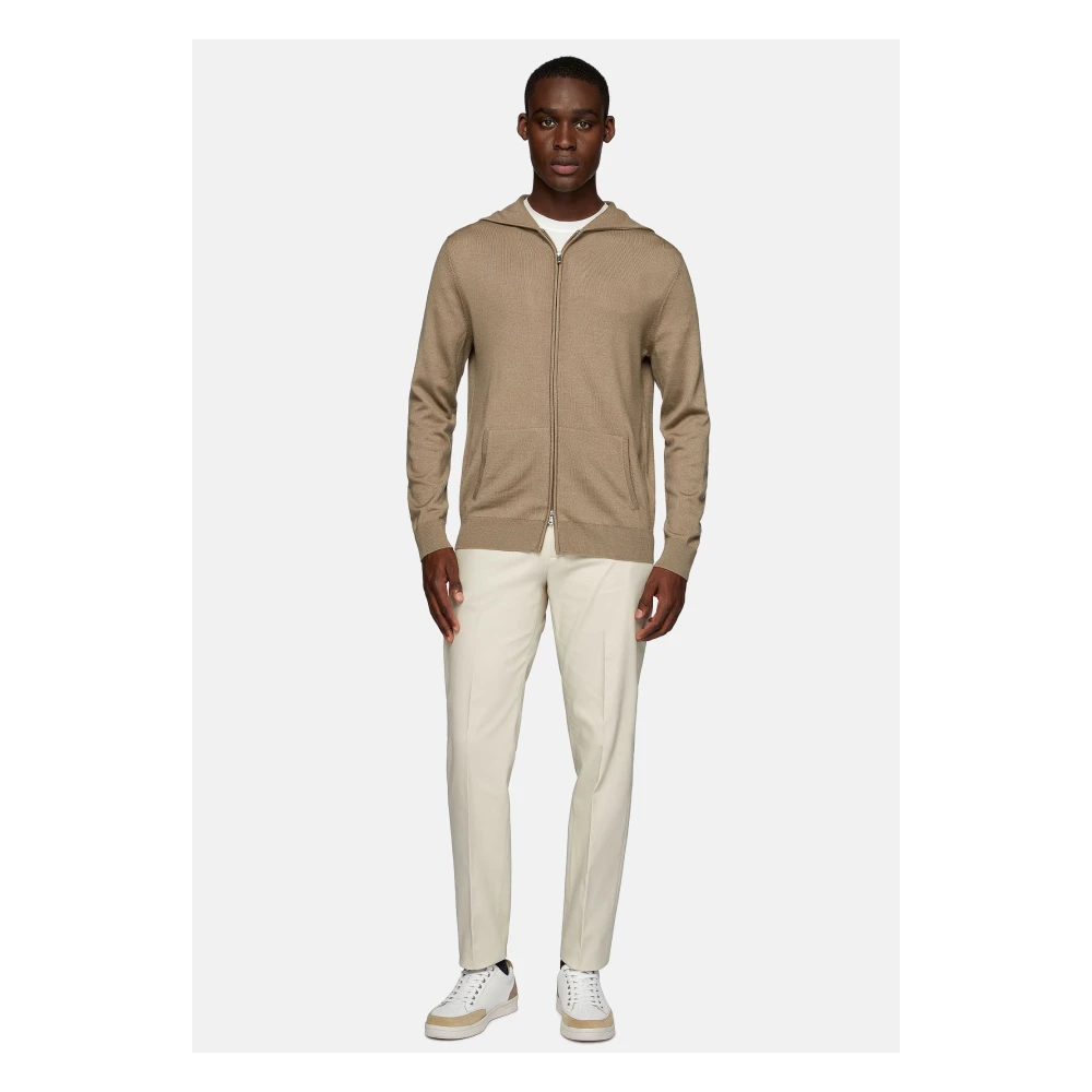 Boggi Milano Merino wol volledige rits hoodie 12 Gg Beige Heren