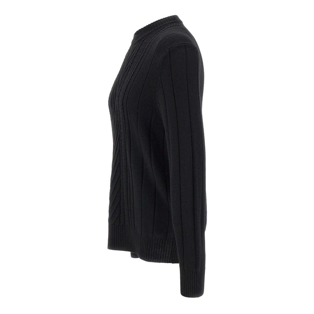 Paolo Pecora Zwarte Wol Crew Neck Sweater Black Heren