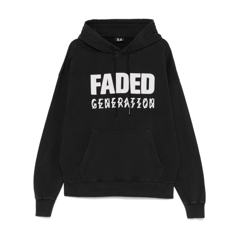 44 Label Group Zwarte hoodie met zak Black Heren