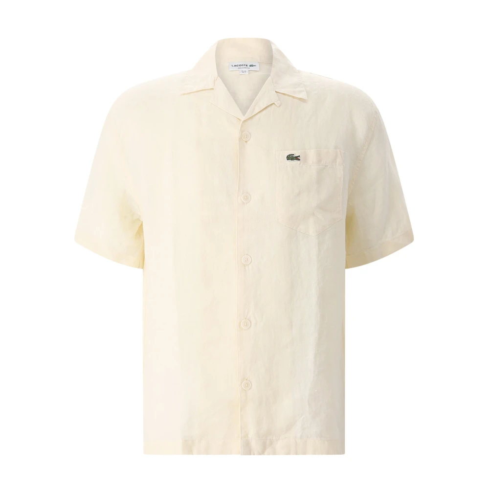 Lacoste Men's Beige Short Sleeve Shirts, Xl, Short Sleeve Shirts