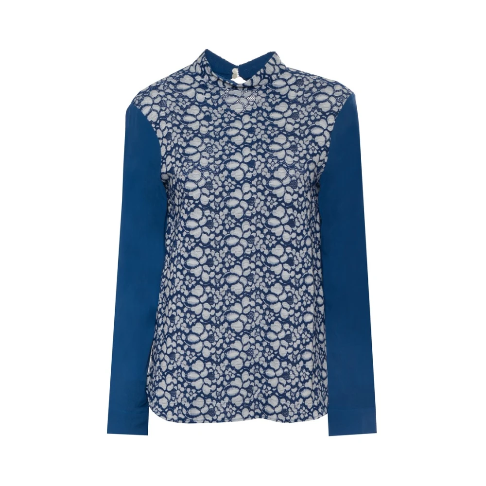 Harmont & Blaine Blouse met hoge hals en lange mouwen Blue Dames