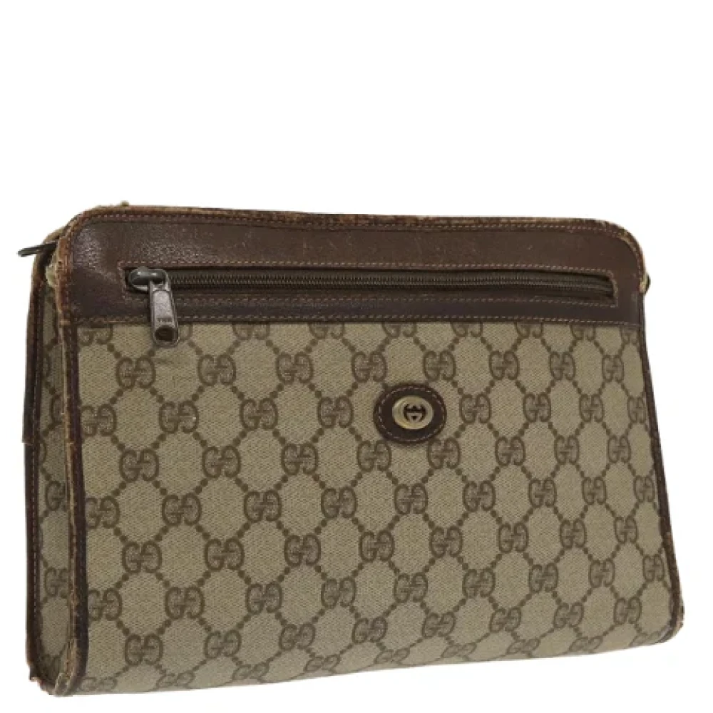 Gucci Vintage Pre-owned Canvas clutches Beige Dames