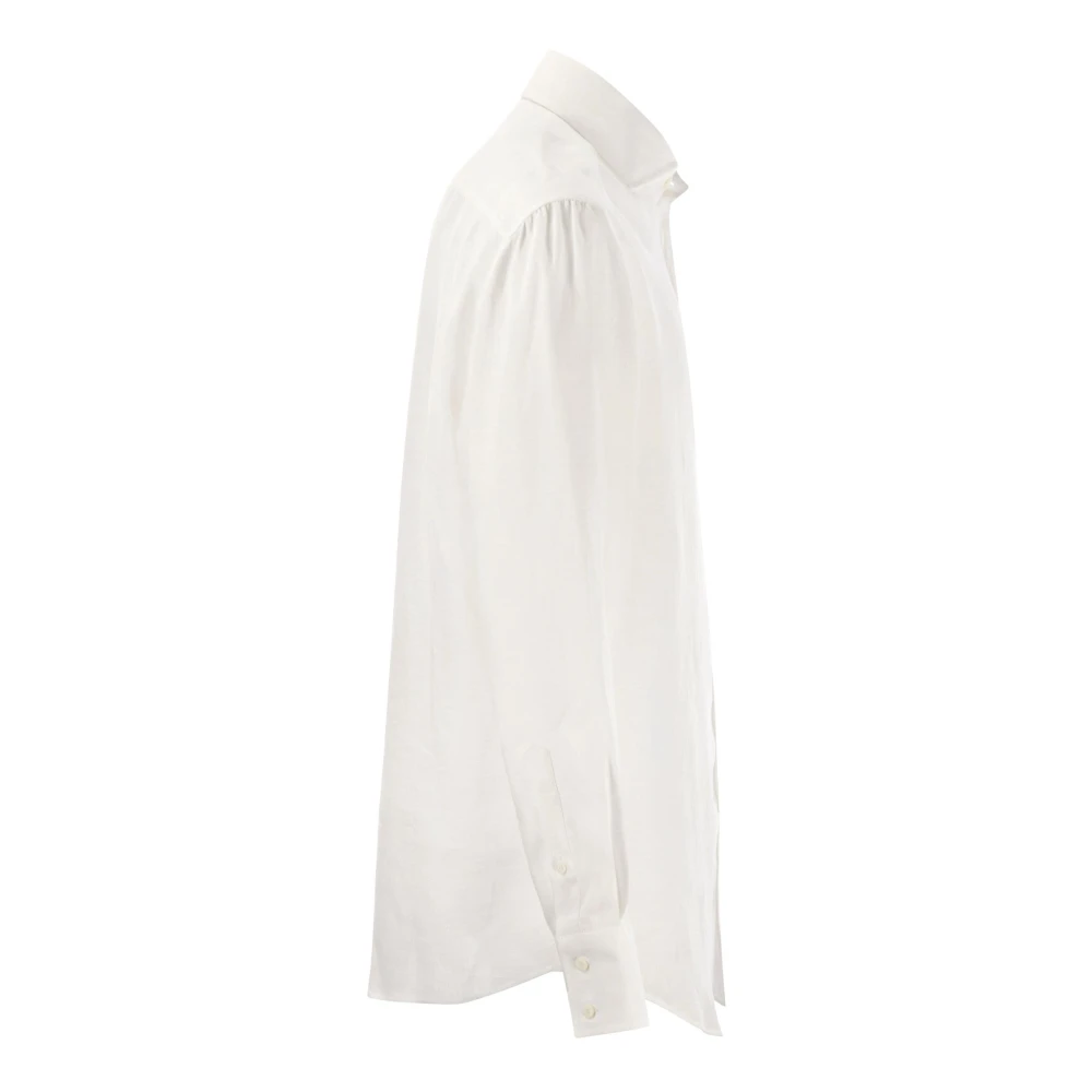 BRUNELLO CUCINELLI Witte Linnen Overhemd met Franse Kraag White Heren