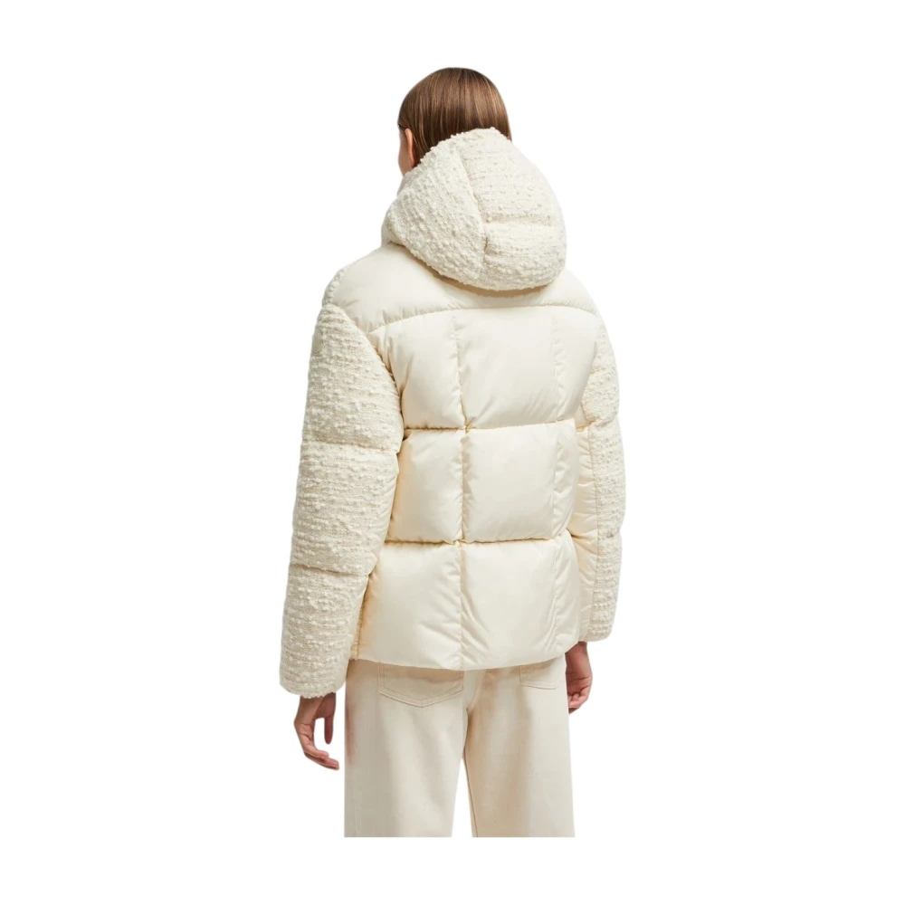 Moncler Witte Tweed Korte Donsjas White Dames