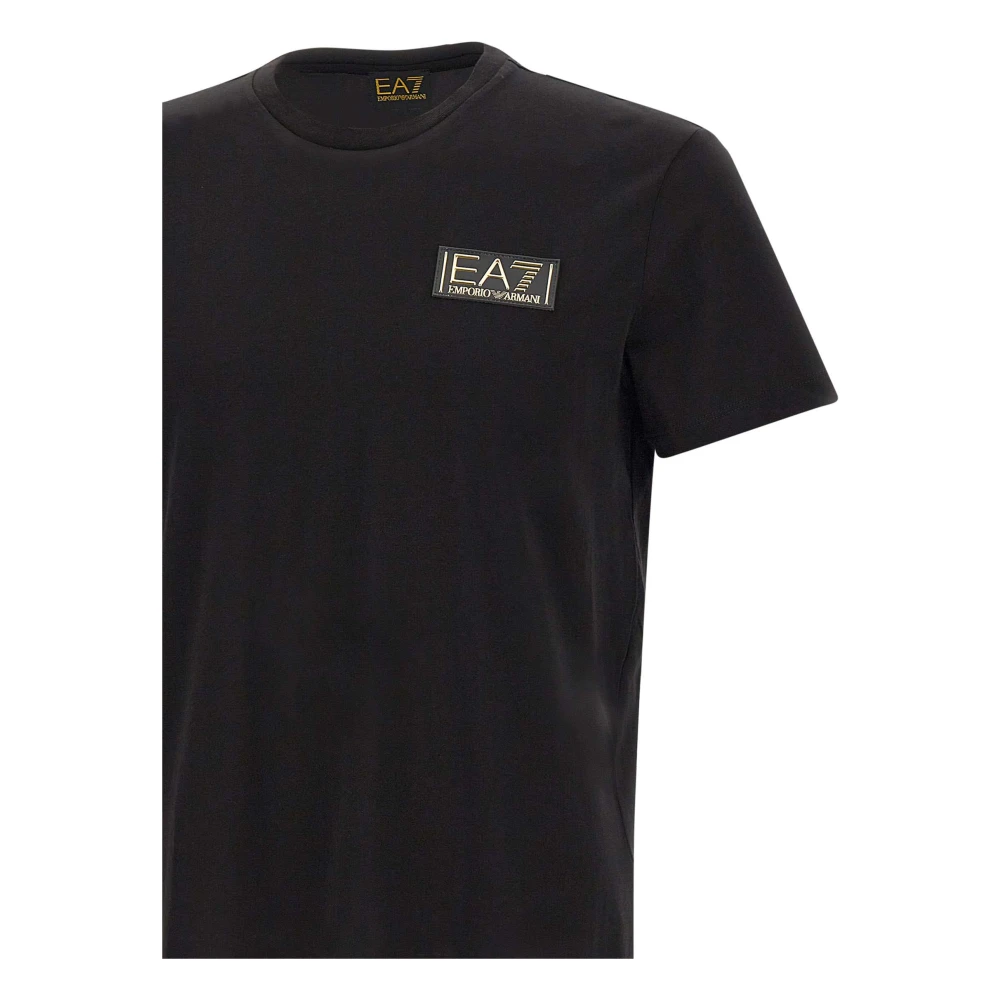 Emporio Armani EA7 Heren Zwart Katoenen T-Shirt met 3D Logo Black Heren