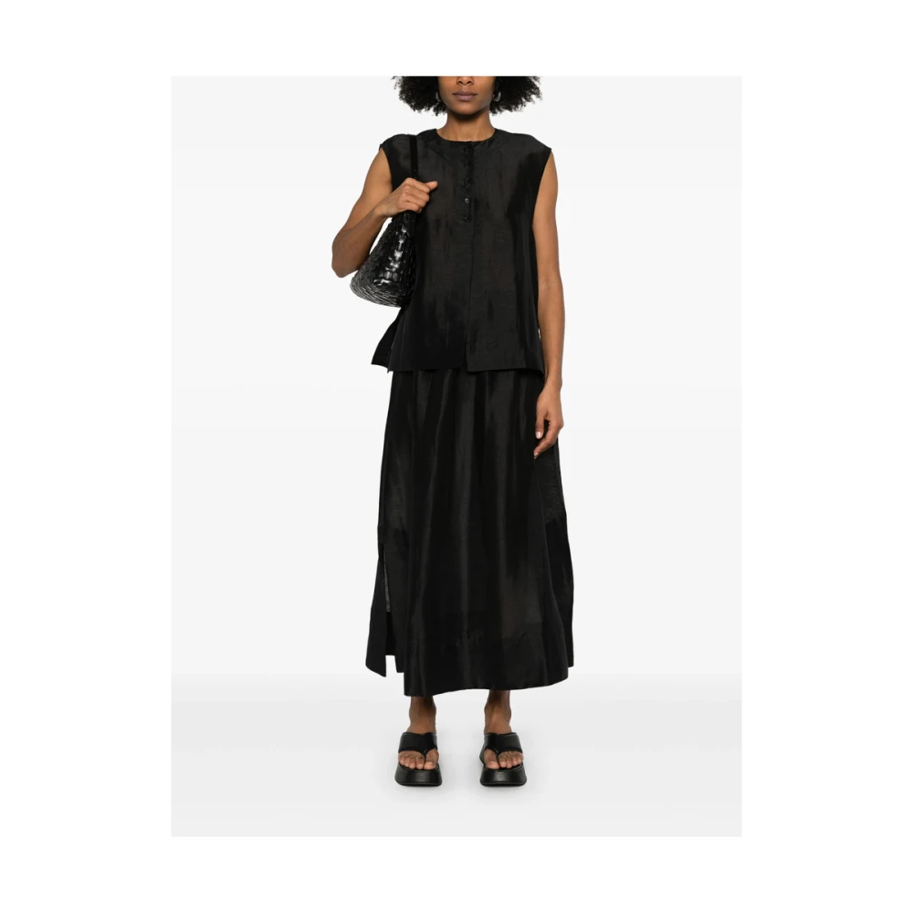 Mark Kenly Domino Tan Zwarte Mouwloze Crew Neck Sweater Black Dames