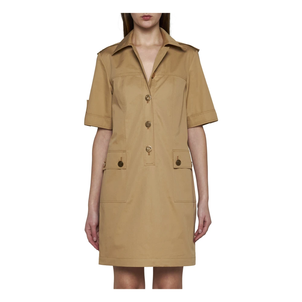 TORY BURCH Korte Mouw Camp Minijurk Beige Dames