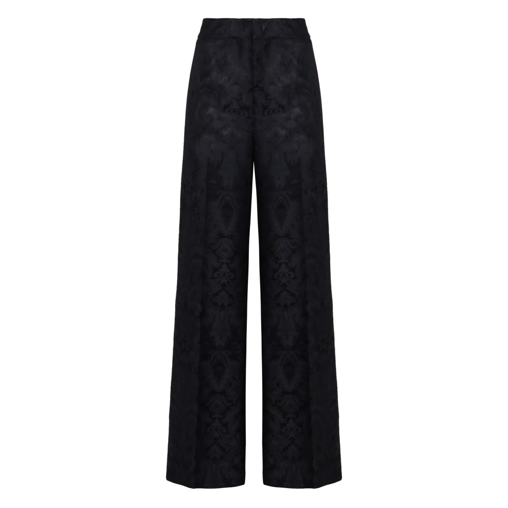Etro Black Paisley Jacquard Straight-Leg Trousers - Female - Wide Trousers - M - Trousers