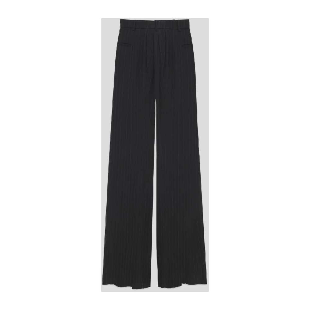 Saint Laurent Wollen Wide-Leg Broek Black Dames