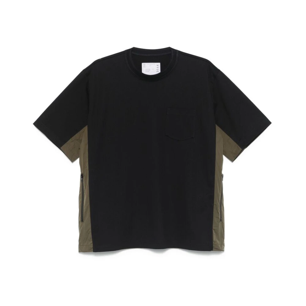 Sacai Zwarte Zak Rits T-shirt Trekkoordzoom Black Heren