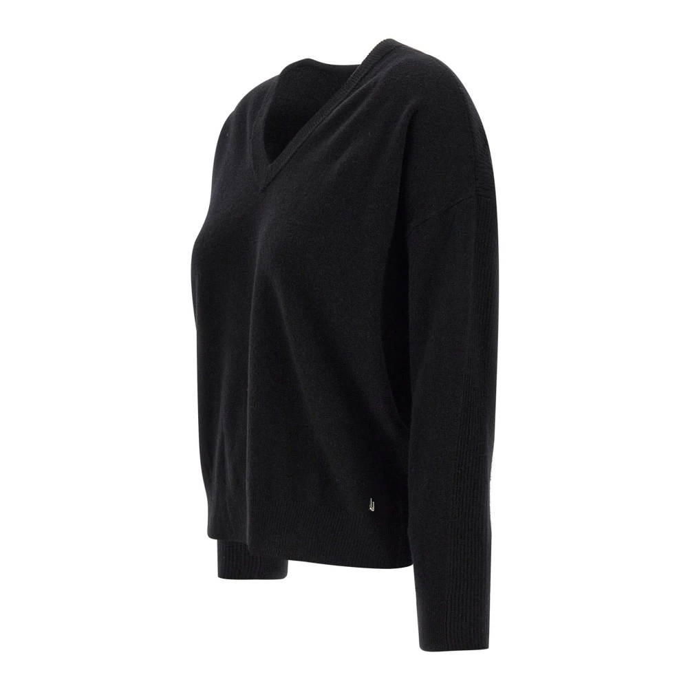 Liu Jo Zwarte Wol Kasjmier V-Hals Trui Black Dames