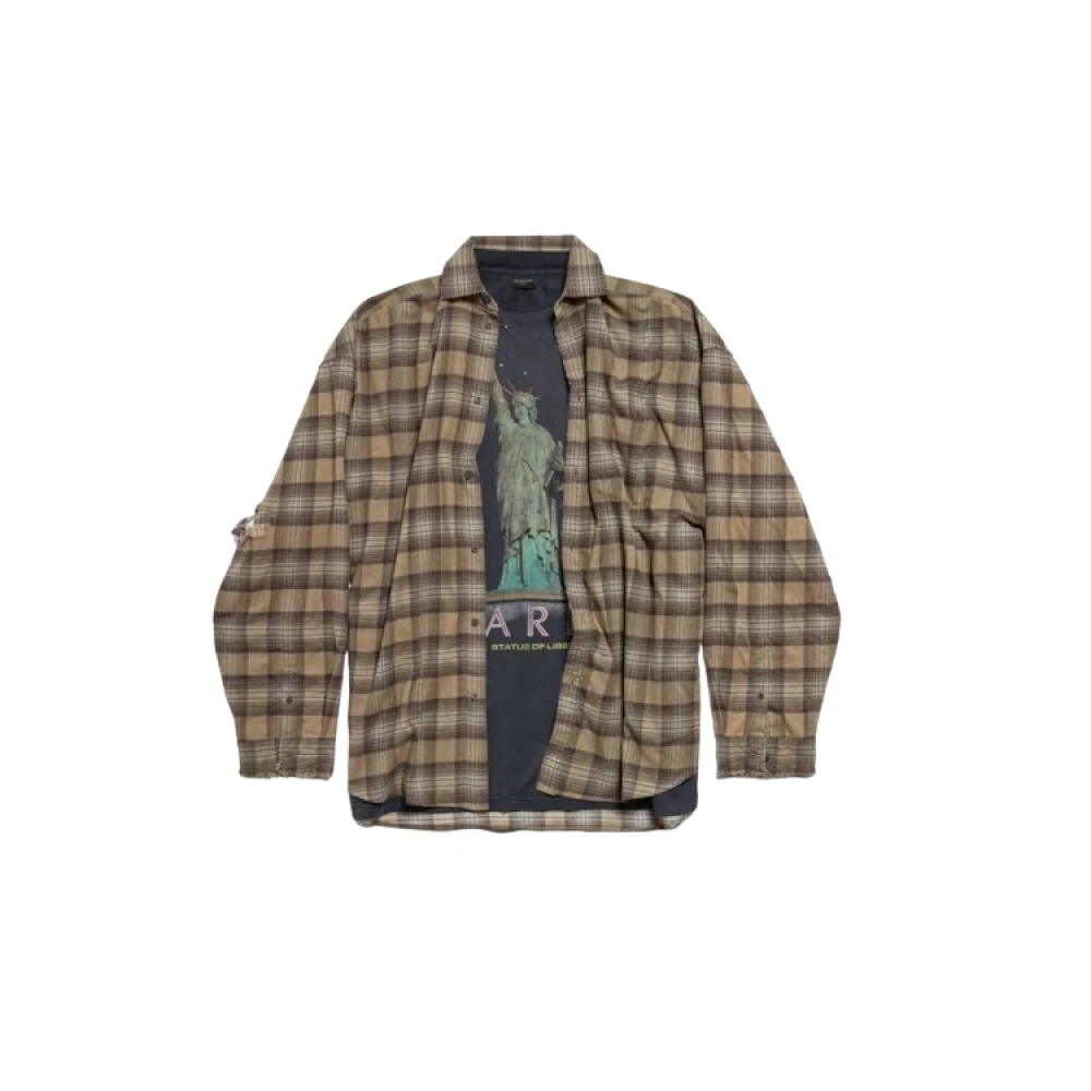 Balenciaga Gelaagd Oversized T-shirt met lange mouwen Green Heren