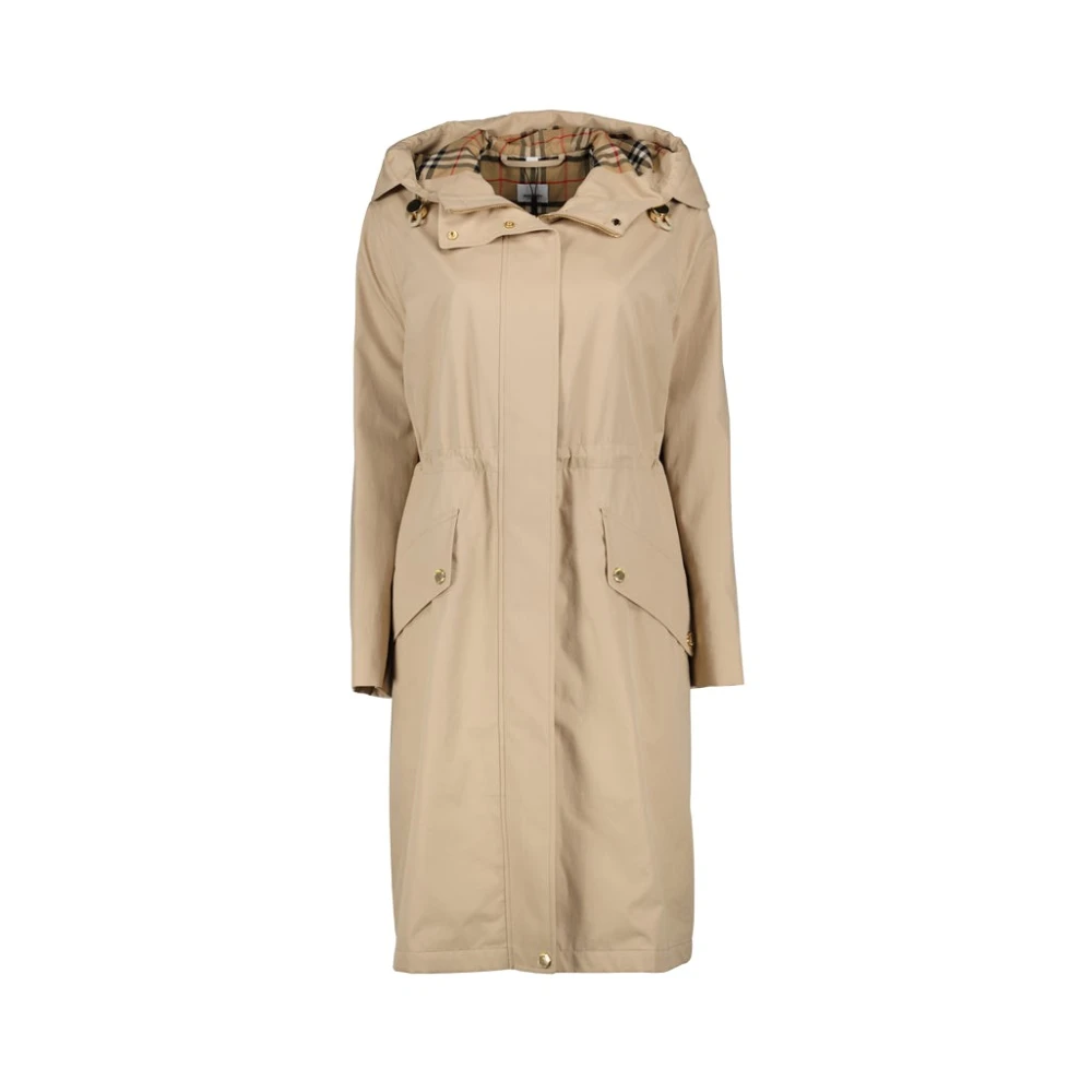 Burberry Lång Parkasjacka med Huva Beige, Dam