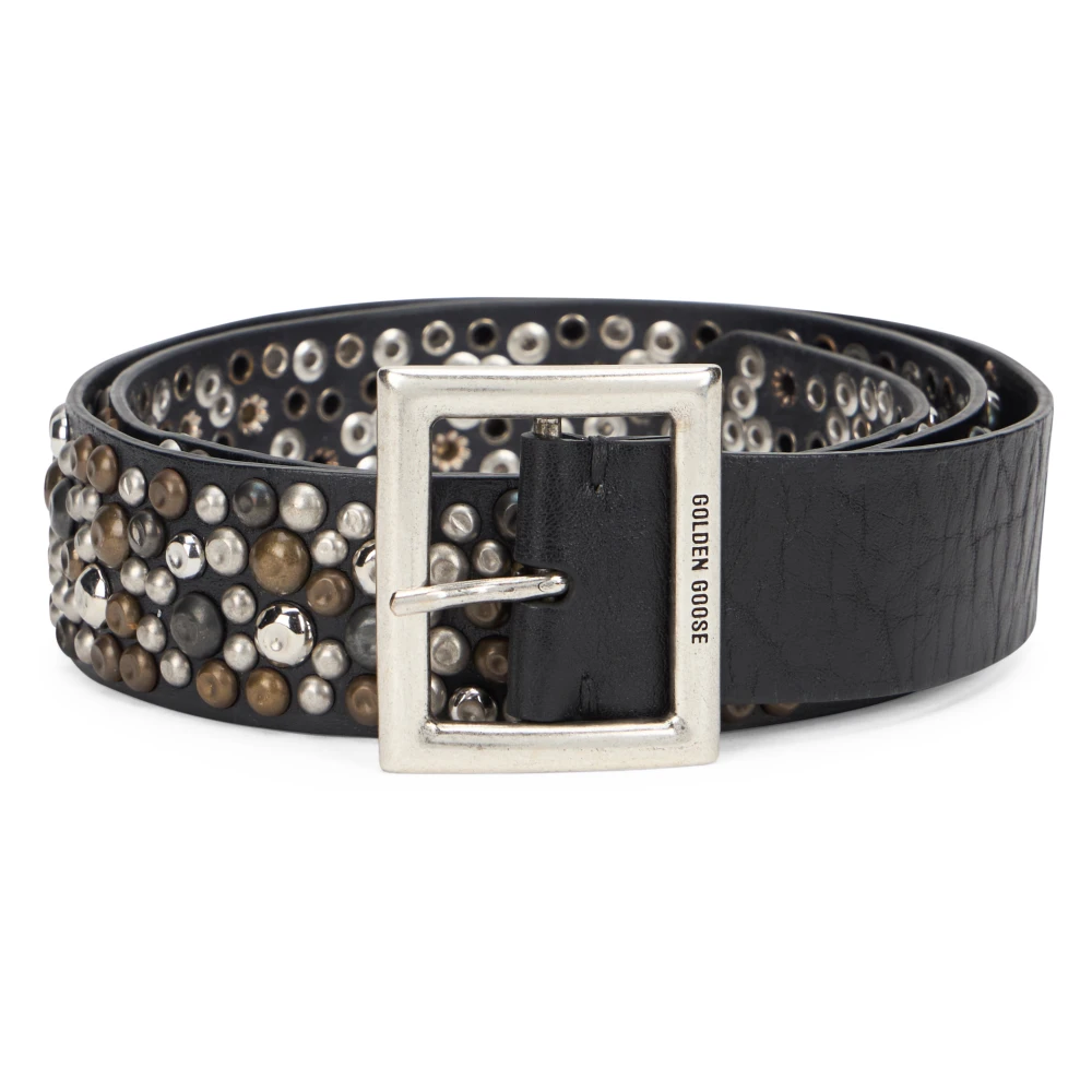 Golden Goose Unisex Zwart Accessoires 90 Cm, Leer, Studs Riem