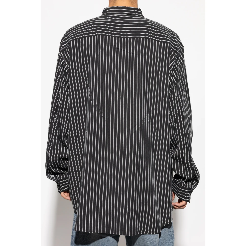 Balenciaga Shirt met Streepjespatroon Black Heren