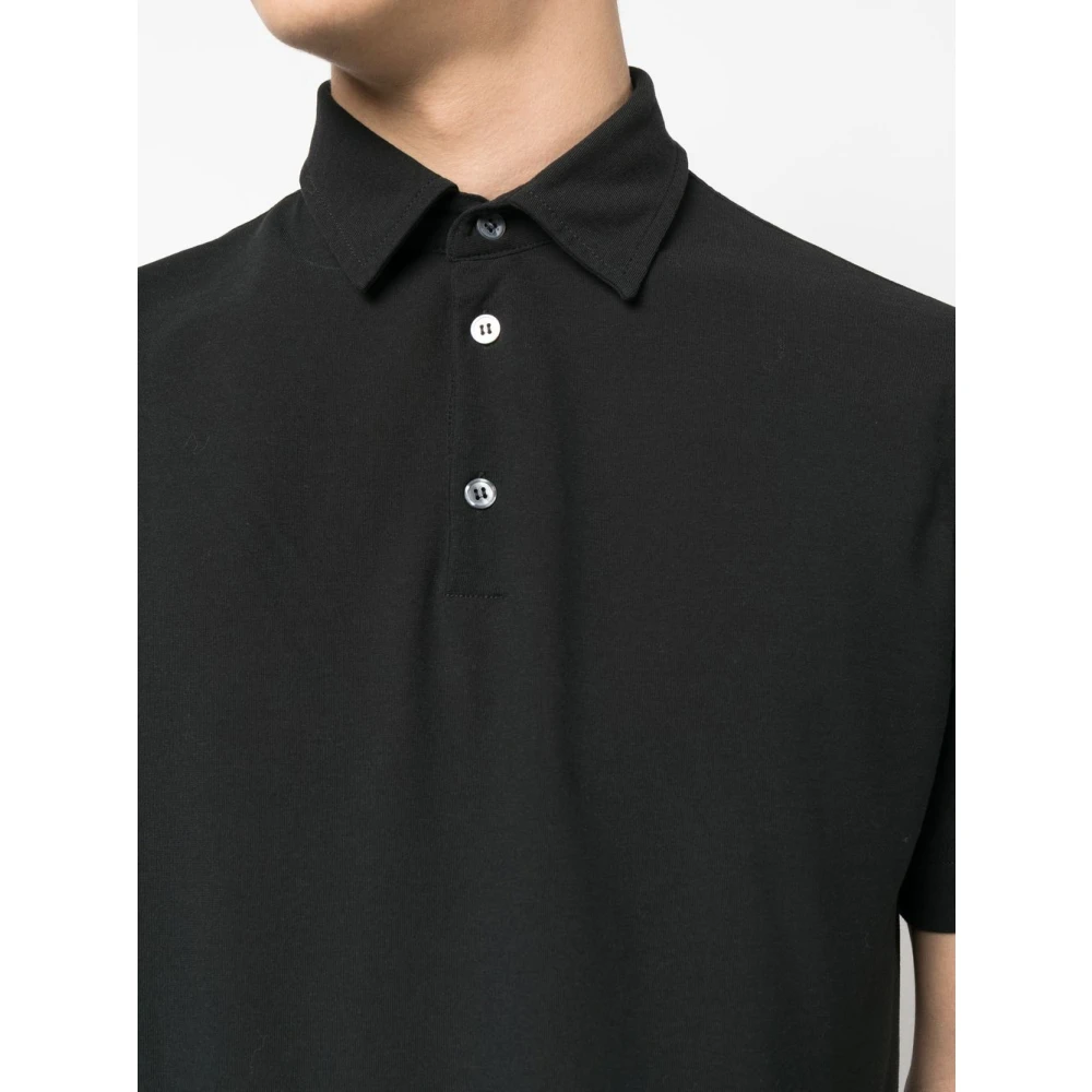 Zanone Zwart Polo Shirt met 3-Knoopsluiting Black Heren